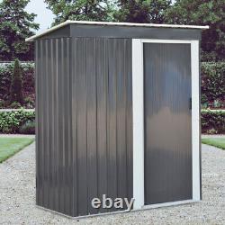 5 x 3ft Garden Shed Galvanised Metal Shed Outdoor Storage Small House Deep Grey