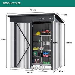 5X3ft Garden Storage Box Shed Metal Outdoor Tools House Lockable Sloped Roof