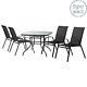 5pc Garden Furniture Set Glass Top Outdoor Patio Coffee Bistro Table Chair Black