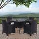 5pcs Garden Patio Rattan Table Chairs Set With Seat Cushion Outdoor Furniture