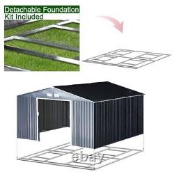 6.5 x 11FT Foundation Ventilation Steel Outdoor Garden Shed Grey