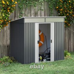 6.5 x 4FT Lockable Metal Garden Shed with Foundation Sliding Doors 2 Vents