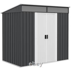 6.5 x 4FT Lockable Metal Garden Shed with Foundation Sliding Doors 2 Vents