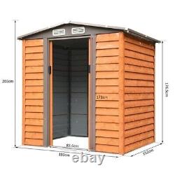 6.5x5.2ft Garden Shed Wood Effect Tool Storage Sliding Door Wood Grain Outsunny