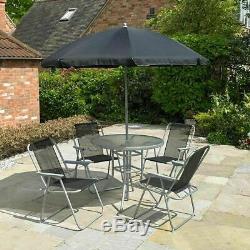 6 PIECE GARDEN OUTDOOR PATIO SUMMER FURNITURE ROUND TABLE AND CHAIRS SET Wido