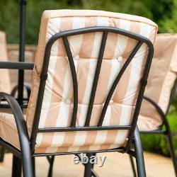 6 Seater Patio Furniture Set Metal Outdoor Garden Table Chairs Beige By Hectare