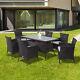 6 Seats Outdoor Rattan Dining Set Garden Patio Furniture Conservatory Brown New