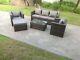 6 Seater Rattan Sofa Set Coffee Table Chair Set Outdoor Garden Furniture In Grey