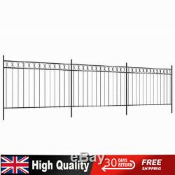 6 x 1.3 m Fence Panels with Posts Steel Garden Barrier Edging Border Black