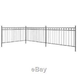 6 x 1.3 m Fence Panels with Posts Steel Garden Barrier Edging Border Black