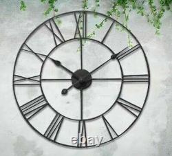 60cm Big Roman Numerals Giant Open Face Metal Large Outdoor Garden Wall Clock Ne