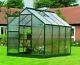 6x4ft Greenhouse Aluminium Polycarbonte Garden With Metal Base Uv Safe Twin Wall