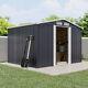 6x8 Metal Garden Shed Apex Roof Storage House With Free Foundation Anthracite