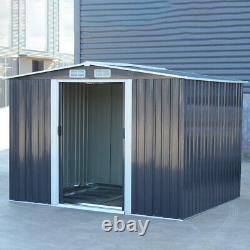 6X8 Metal Garden Shed Apex Roof Storage House With Free Foundation Anthracite