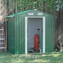 6ft x 4ft Metal Shed Garden Shed with Double Sliding Door and Air Vents Green