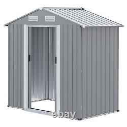 6ft x 4ft Metal Shed Garden Shed with Double Sliding Door and Air Vents Grey