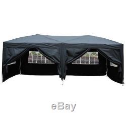 6m x 3m Black Garden Heavy Duty Pop Up Gazebo Marquee Party Tent Wedding Canopy