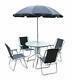6pce Metal Table Chairs & Parasol Bistro Garden Set (uk Mainland Only)