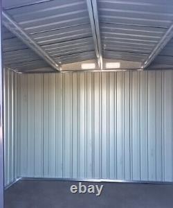 6x8ft Dark Grey Garden Shed Metal Galvanized Outdoor Storage Toolshed with Base