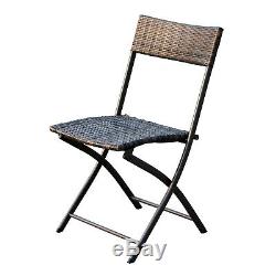 7 Pieces Dining Set Rattan Furniture Foldable Patio Steel Brown Garden