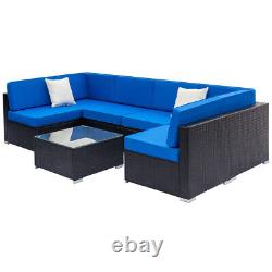 7 Rattan Garden Furniture Outdoor Patio Coffee Table Corner Sofa Set With Cushion