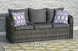 7 Seater Rattan Garden Furniture Set Sofa Chairs Table Conservatory Outdoor Grey