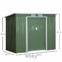 7 x 4ft Metal Garden Storage Shed withFoundation Double Door & Window Sloped Roof