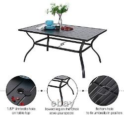7PCS Garden Dining Set Outdoor Furniture Stackable Chairs Table for 6-8 Person