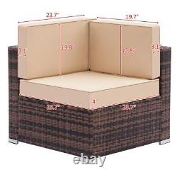 7PCS Rattan Outdoor Garden Furniture Patio Corner Sofa Set PE Wicker Deck Couch