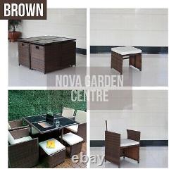 8 Seater Rattan Garden Dining Furniture Cube Set Table Sofa Chair Outdoor Patio