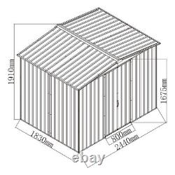 8 X 6 Metal Garden Shed Tools Storage Heavy Duty with Free Base Framework