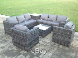 8 seater grey rattan corner sofa chair table outdoor garden furniture patio set