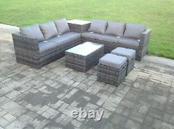 8 seater grey rattan sofa with 2 table set conservatory outdoor garden furniture