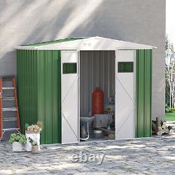 8 x 4ft Outdoor Garden Storage Shed with Lockable Door for Backyard Lawn Green