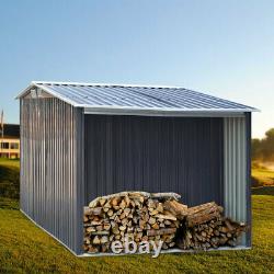 8 x 6ft Metal Garden Shed Log Firewood Stacking House Outdoor Storage Toolshed