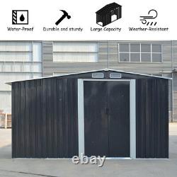 8 x 6ft Metal Garden Shed Log Firewood Stacking House Outdoor Storage Toolshed