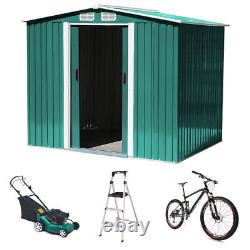 8 x 8 FT Bike Shed Garden Storage Garden Shed with Sliding Door Outdoor Green