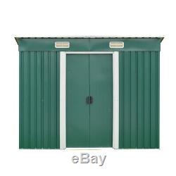 8X4FT Garden Shed Metal Pent Roof & Base Outdoor Storage Shed Bike Bicycle Tool