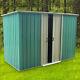8x4ft Garden Shed Flat Roof Metal Large Outdoor Bike Tool Storage Container Shed