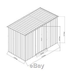 8X4ft Garden Shed Flat Roof Metal Large Outdoor Bike Tool Storage Container Shed