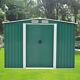 8x6 Metal Garden Shed Storage House Apex Roof Sliding Door With Free Base