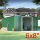 8x6ft Metal Garden Shed Storage House Apex Roof Sliding Door With Free Base B