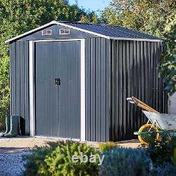 8ftx8ft Metal Garden Shed Apex Roof Galvanized Steel Outdoor Tool Storage House