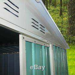 8x6 Metal Garden Shed Storage 2 Door Pent Roof Free Base Foundation Outdoor NEW