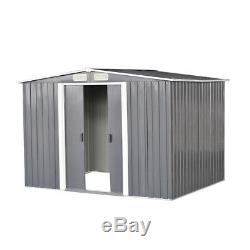 8x6FT Metal Garden Shed Storage 2 Door Apex Roof Free Base Foundation Outdoor UK