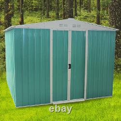 8x8FT Metal Garden Shed Apex Roof Storage with Free Foundation Outdoor House