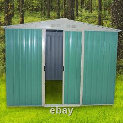 8x8FT Metal Garden Shed Apex Roof Storage with Free Foundation Outdoor House