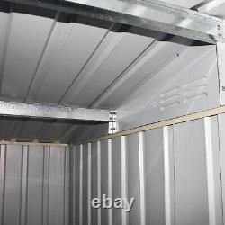 8x8FT Metal Garden Shed Apex Roof Storage with Free Foundation Outdoor House