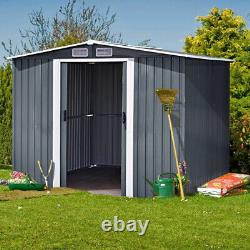 8x8ft Garden Shed Storage Large Yard Store Door Metal Roof Tools Box Container