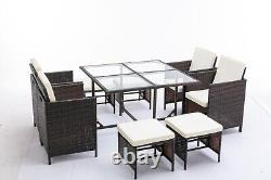 9 Pieces Rattan Garden Furniture Outdoor Chair & Table 4+4+1 Set Cuba